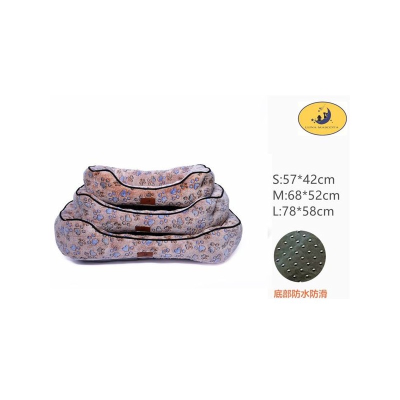 双面印花绒拉縄方窝-浅棕脚印 Cama Para Perro Talla S: 8435669813708 M 8435669813715 L 8435669813722