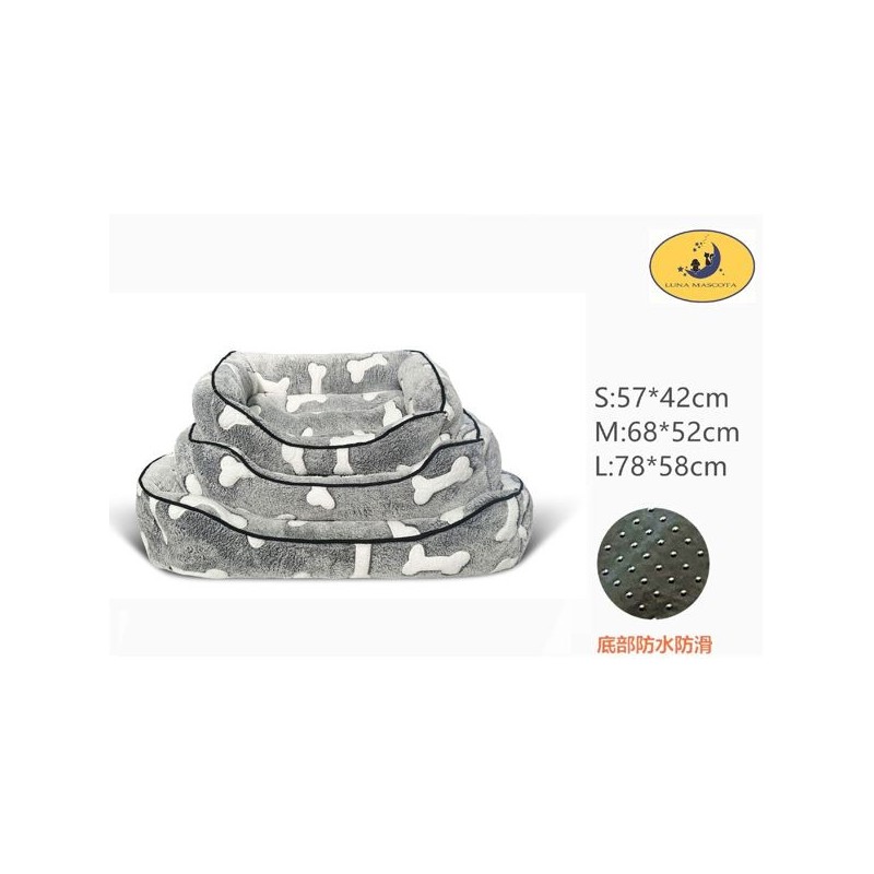 双面印花绒拉縄方窝-骨头 Cama Para Perro Talla S: 8435669813708 M 8435669813715 L 8435669813722