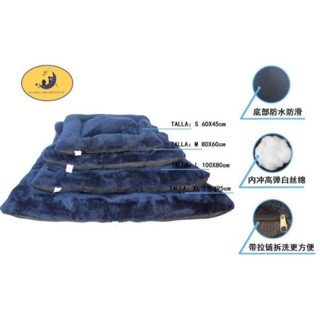 长毛绒四件套绒垫 -藏蓝 Cama Para Mascota 4 Juegos