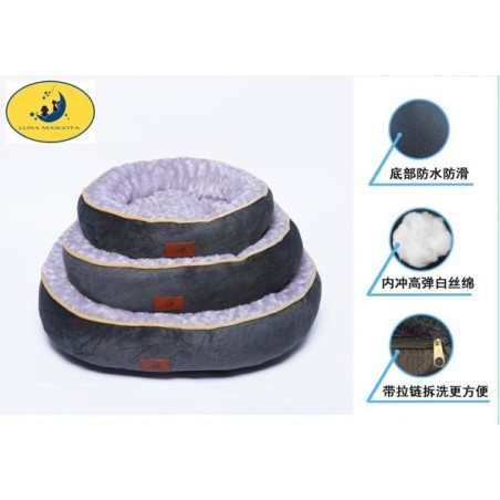 水晶绒圆窝三件套 灰色 63*50*12（大）53*45*12（中）45*35*12（小） CAMA PARA MASCOTAS