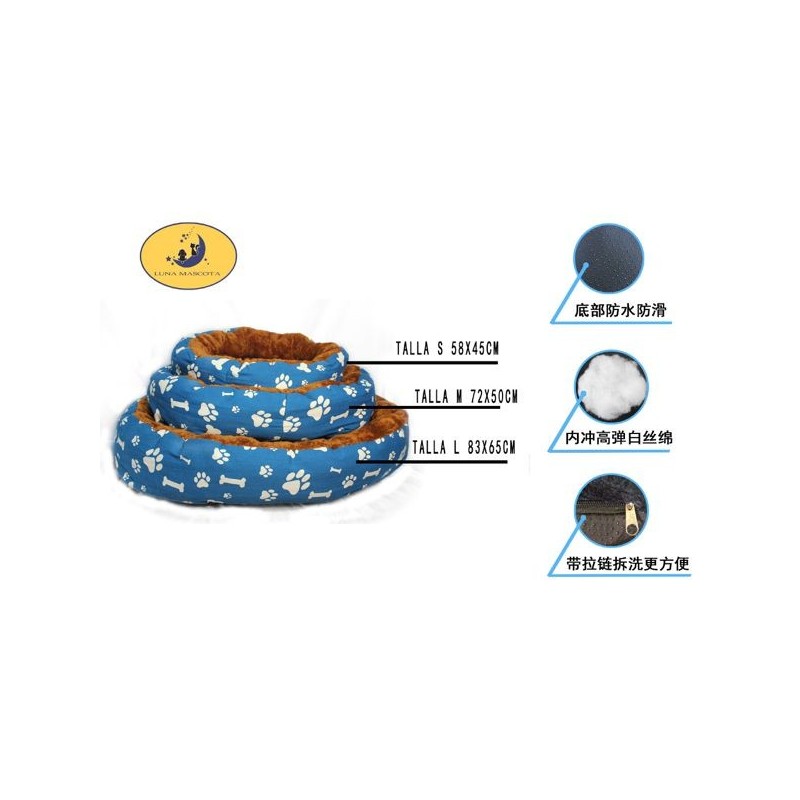 布绒圆窝三件套 -脚印骨头蓝底 Cama Para Mascota 3 Juegos Talla S:8435669813562 Talla M:8435669813579 Talla L:8435669813586