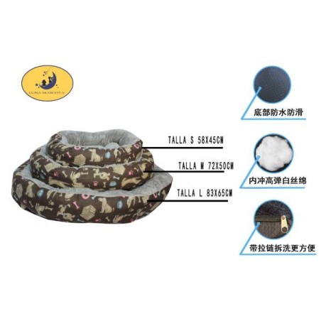 布绒圆窝三件套 -灰狗咖啡色底 Cama Para Mascota 3 Juegos Talla S:8435669813562 Talla M:8435669813579 Talla L:8435669813586