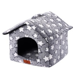印花绒狗房子小号42x39x33cm星星 casita para mascotas