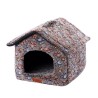 印花绒狗房子中号48x45x39cm深棕脚印 casita para mascotas