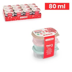 FORTE塑料外卖盒 PACK 3 FIAMBRERAS RECTANGULAR 80 ML SURT VRM