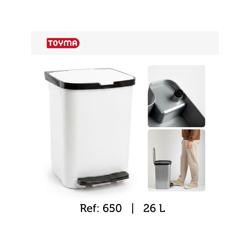 FORTE塑料垃圾桶 CUBO PEDAL 26 L BLANCO