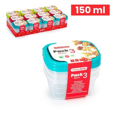 FORTE塑料外卖盒 PACK 3 FIAMBRERAS MINI RECTANGULAR 150 ML COLOR