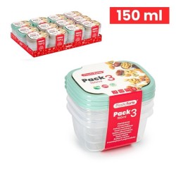 FORTE塑料外卖盒 PACK 3 FIAMBRERAS MINI RECTANGULAR 150 ML SURT VRM