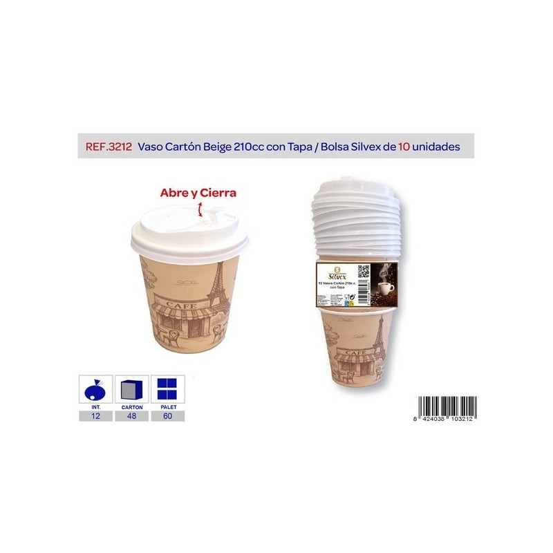 SILVEX一次性咖啡杯 带盖 VASO CARTON 210CC CON TAPA L.10