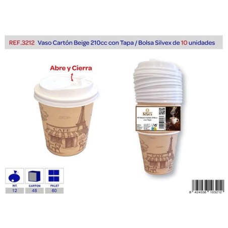 SILVEX一次性咖啡杯 带盖 VASO CARTON 210CC CON TAPA L.10