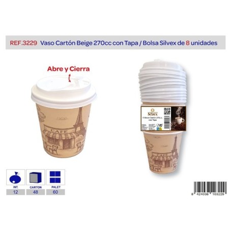 SILVEX一次性咖啡杯 带盖 VASO CARTON 270CC CON TAPA L.8