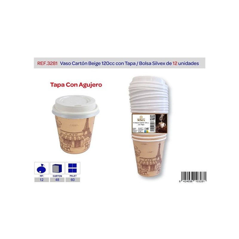 SILVEX一次性咖啡杯 带盖 VASO CARTON 120CC CON TAPA L.12