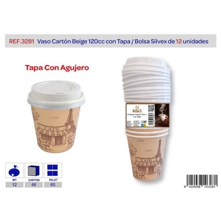 SILVEX一次性咖啡杯 带盖 VASO CARTON 120CC CON TAPA L.12