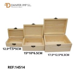 松木长方形三件套木盒 CAJA DE MADERA LY-30181 3PCS