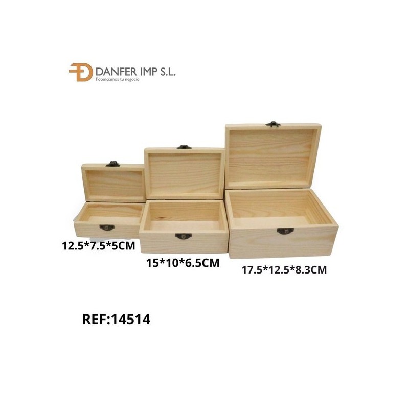 松木长方形三件套木盒 CAJA DE MADERA LY-30181 3PCS