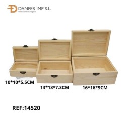 松木方形三件套木盒 CAJA MADERA LY-30107 3PCS