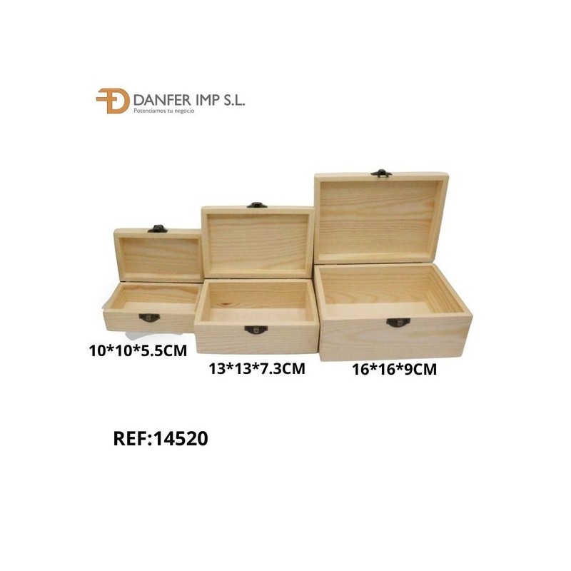 松木方形三件套木盒 CAJA MADERA LY-30107 3PCS
