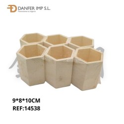 杨木合板六角形笔筒 CAJA DE MADERA