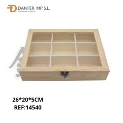 松木九格玻璃盖木盒 CAJA DE MADERA LY-10628A