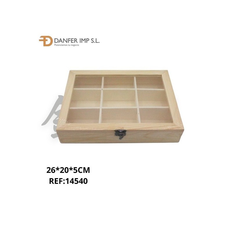 松木九格玻璃盖木盒 CAJA DE MADERA LY-10628A